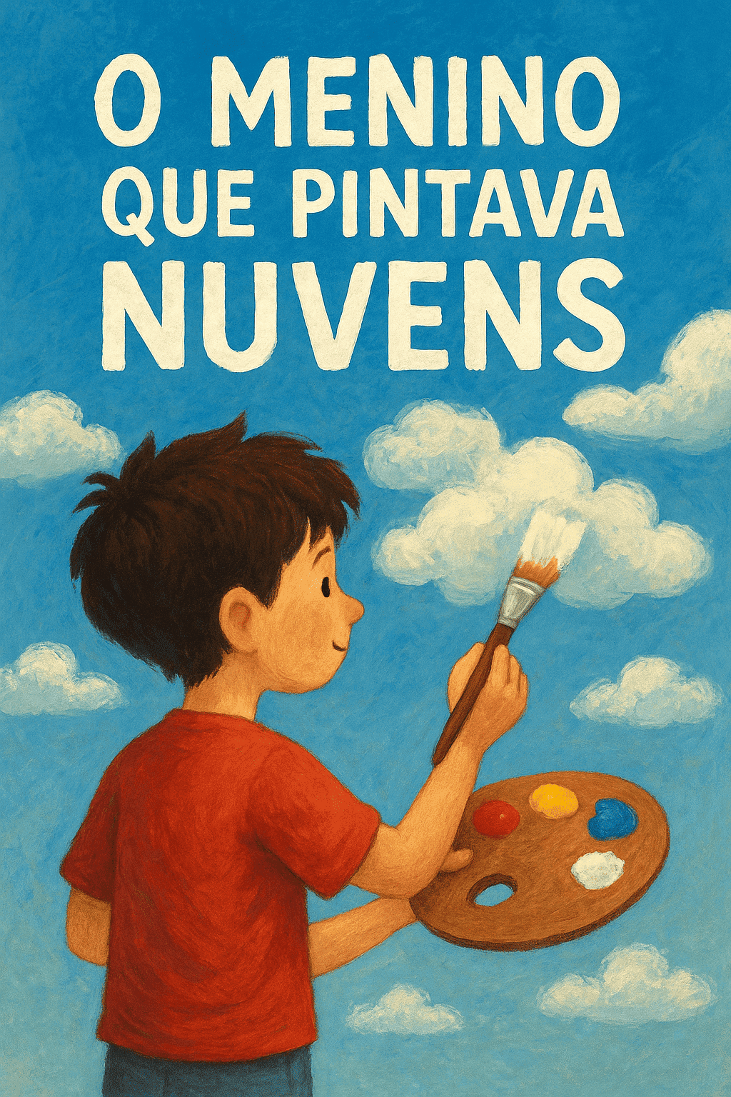 Capa oficial do livro O Menino que Pintava Nuvens